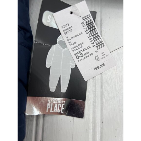 Infant Unisex Navy Blue Snow Pram 0-3 M By The Childrens Place Fleece Lined & In - Picture 3 of 8